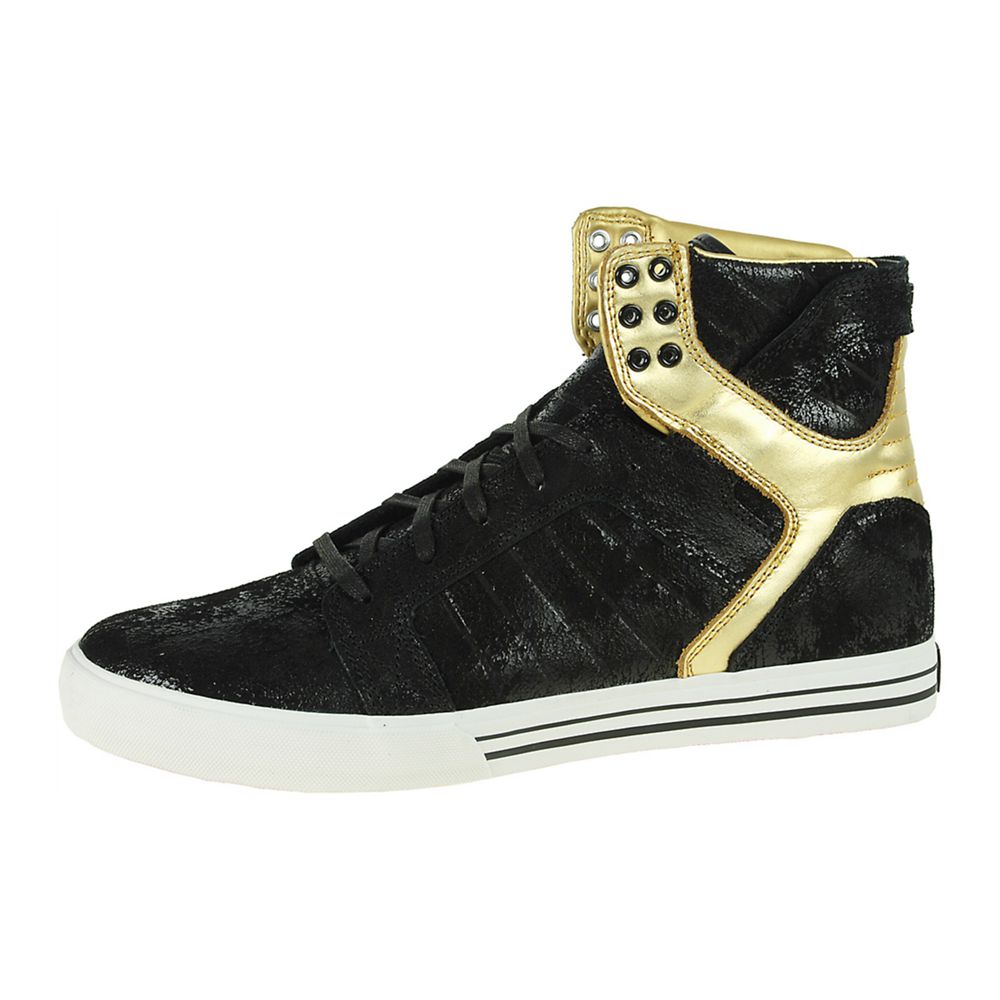 Baskets Montantes Supra SkyTop NS Noir Doré Distressed Black/Glod Homme | UFE-48243282